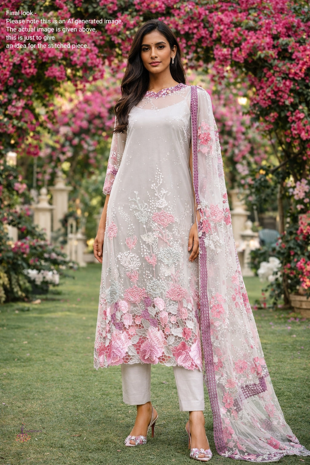 Grey Filigree Pearl Poppies Aline