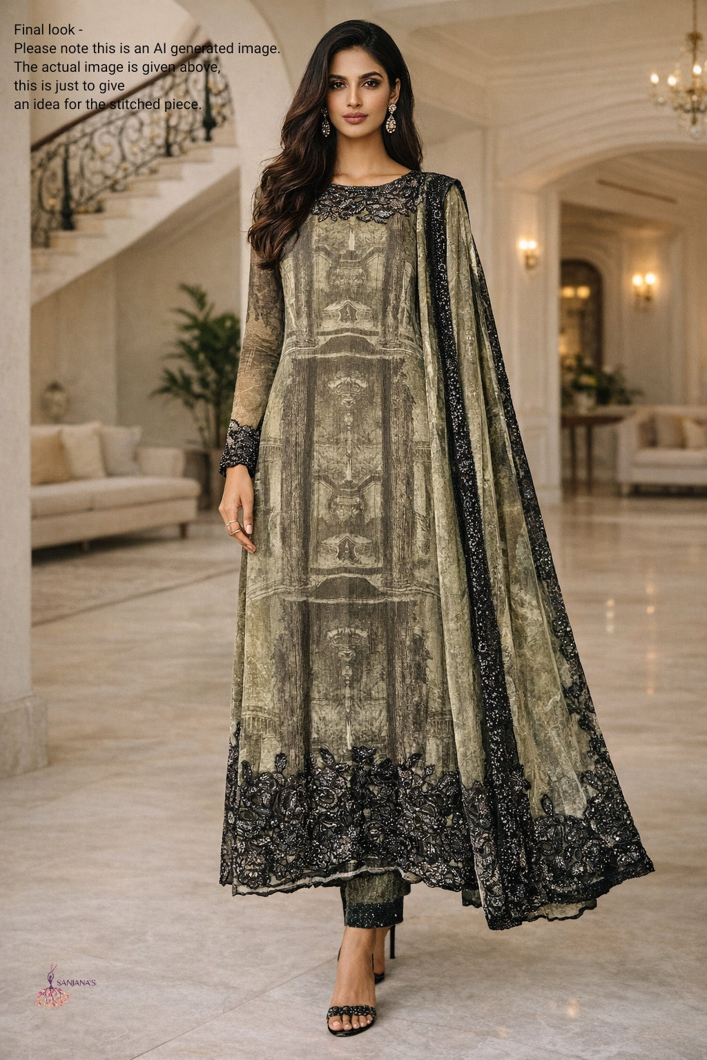 Green Architectural Black Cuts Straight