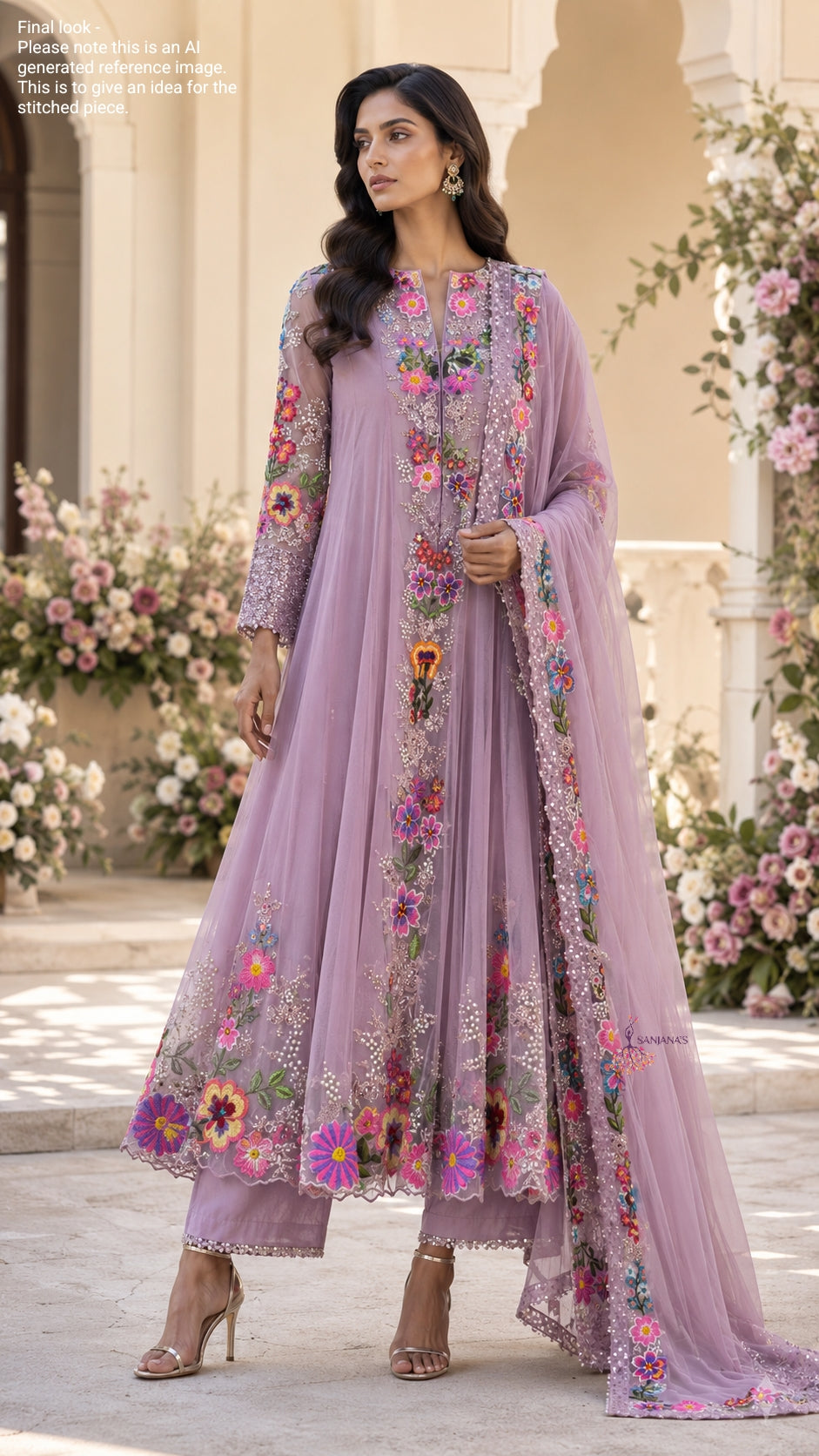 Onion Pink Bubble Multi Jacket Anarkali