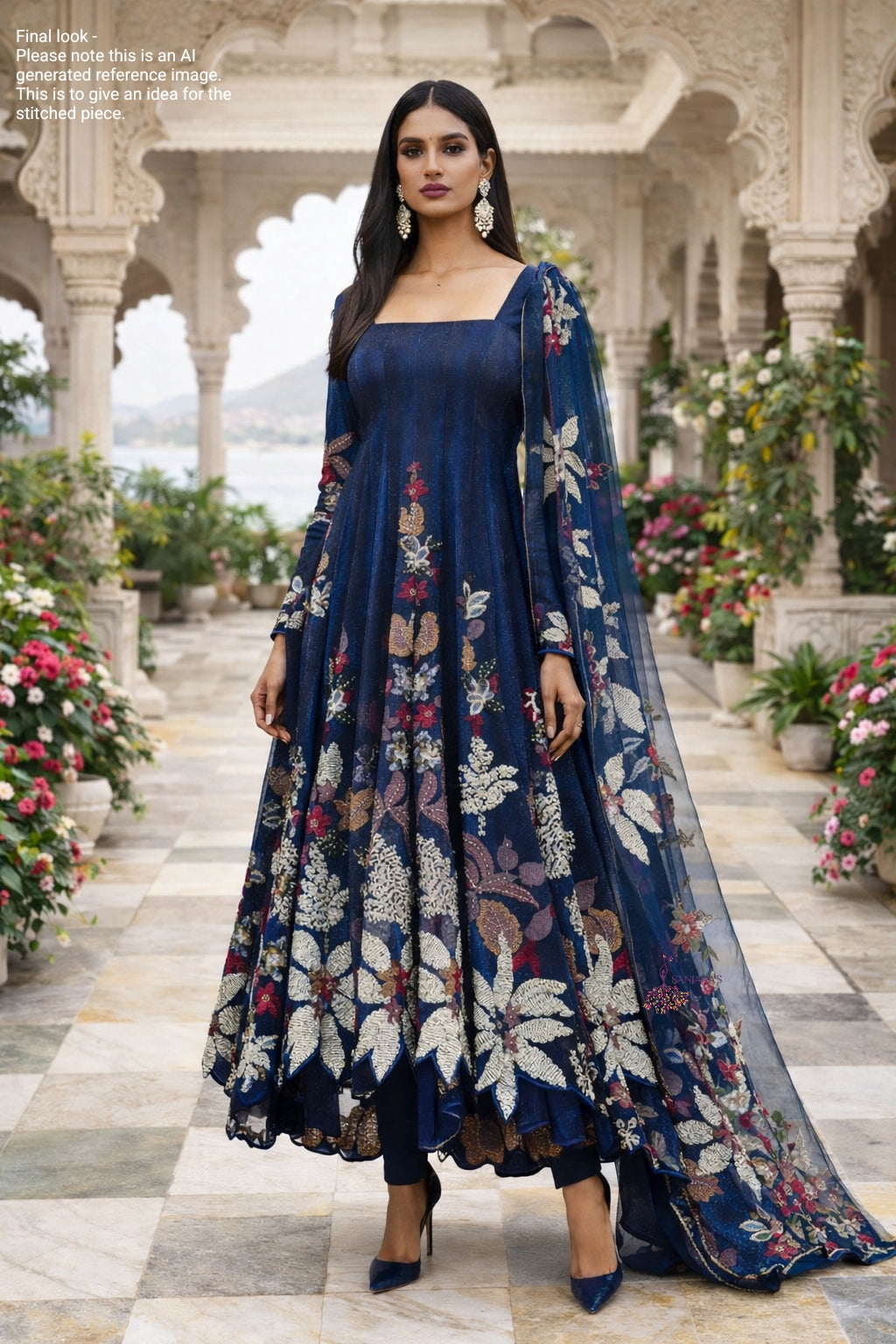 Deep Dual Navy Anarkali