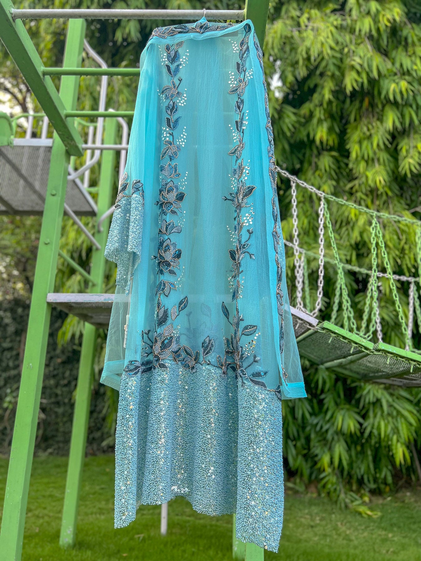 Firozi Pearl Mesh Panel Aline
