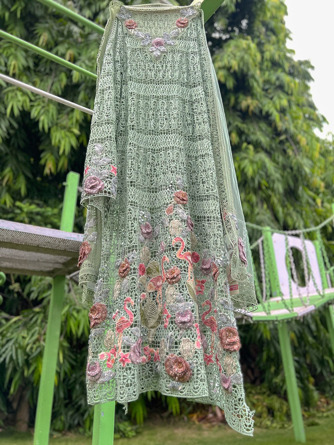 Mint Green Crochet Flamingo