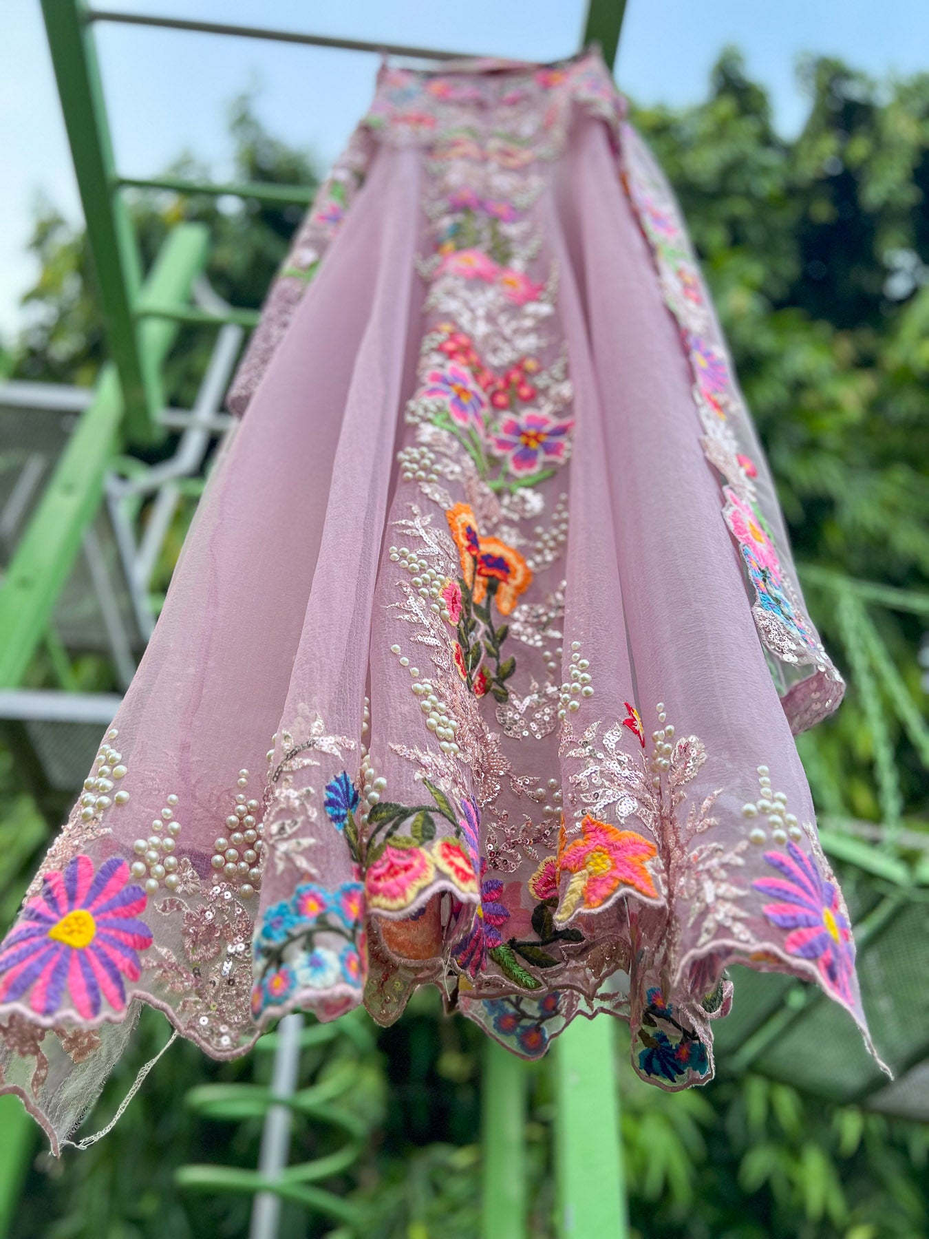 Onion Pink Bubble Multi Jacket Anarkali