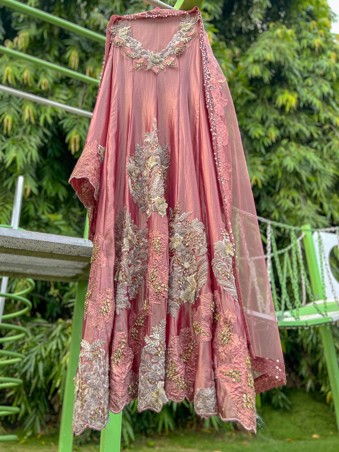 Pink Rose Soft Tissue DS Anarkali
