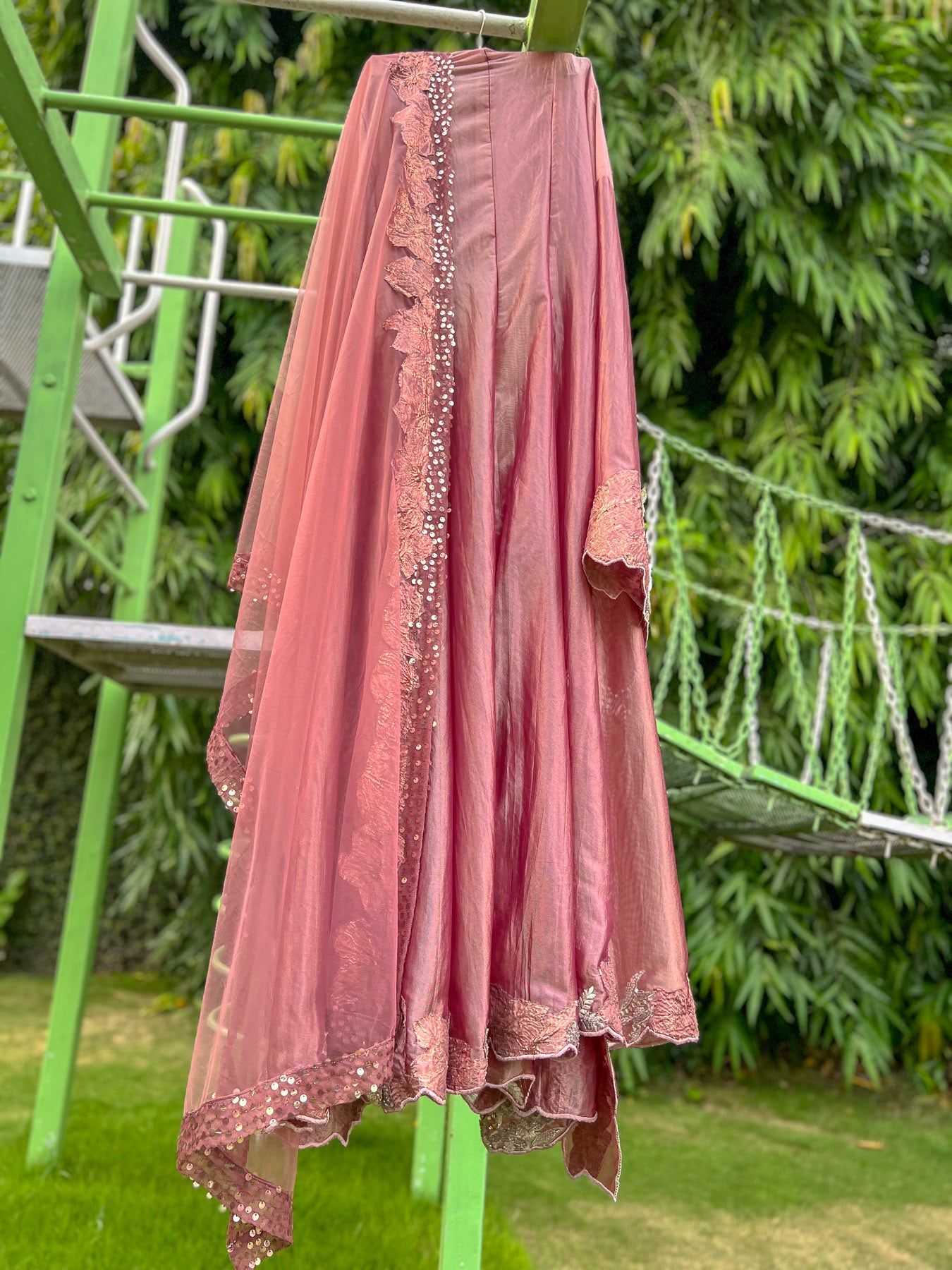 Pink Rose Soft Tissue DS Anarkali