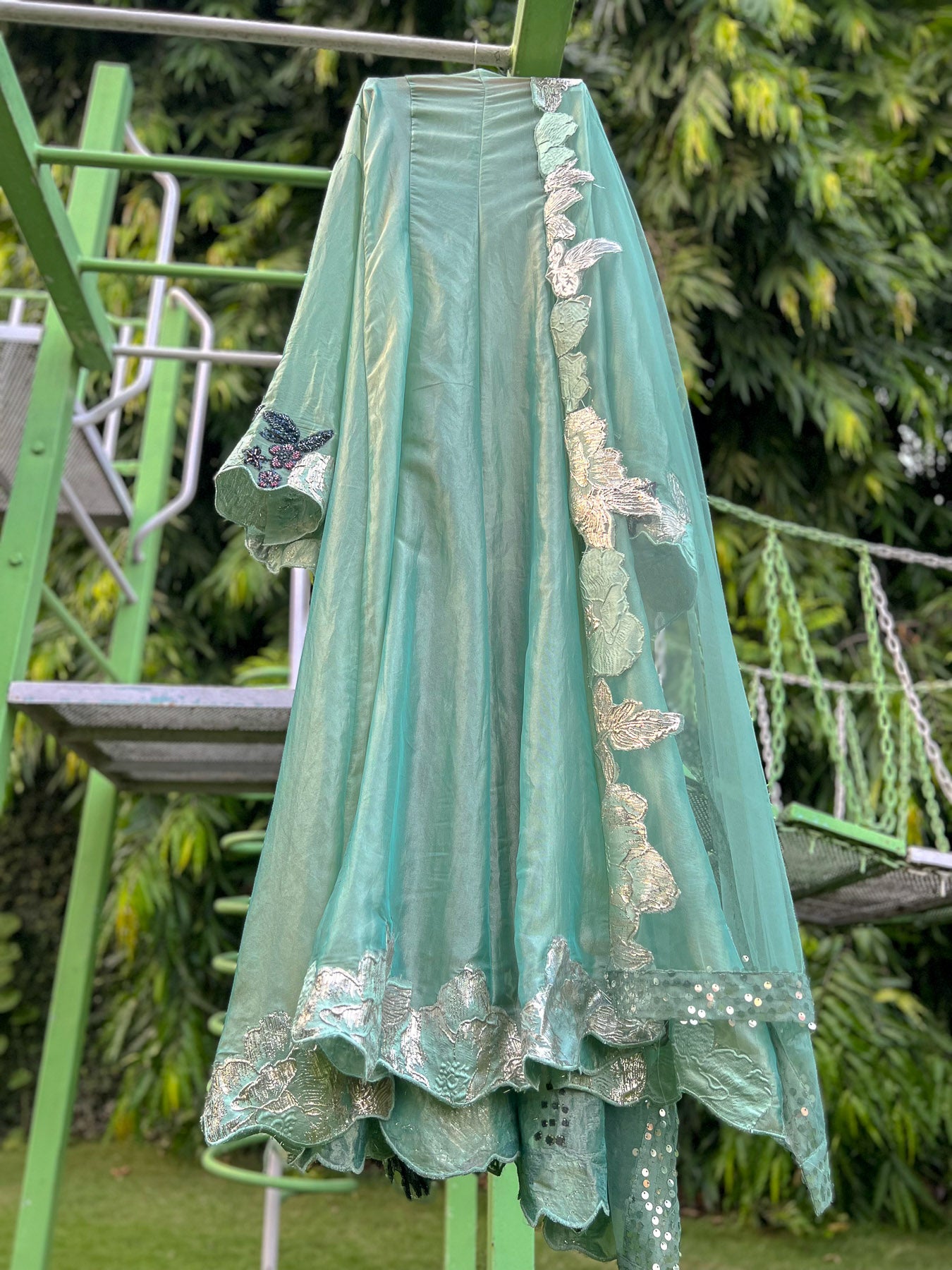 Turk Soft Tissue Big Cutdana Turk Brocade Anarkali