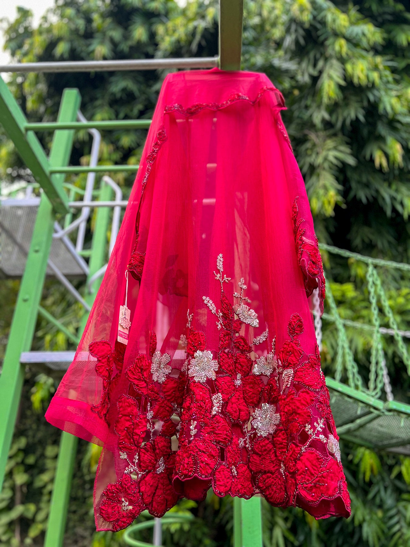 Maroon 3D Dibbi cutwork aline