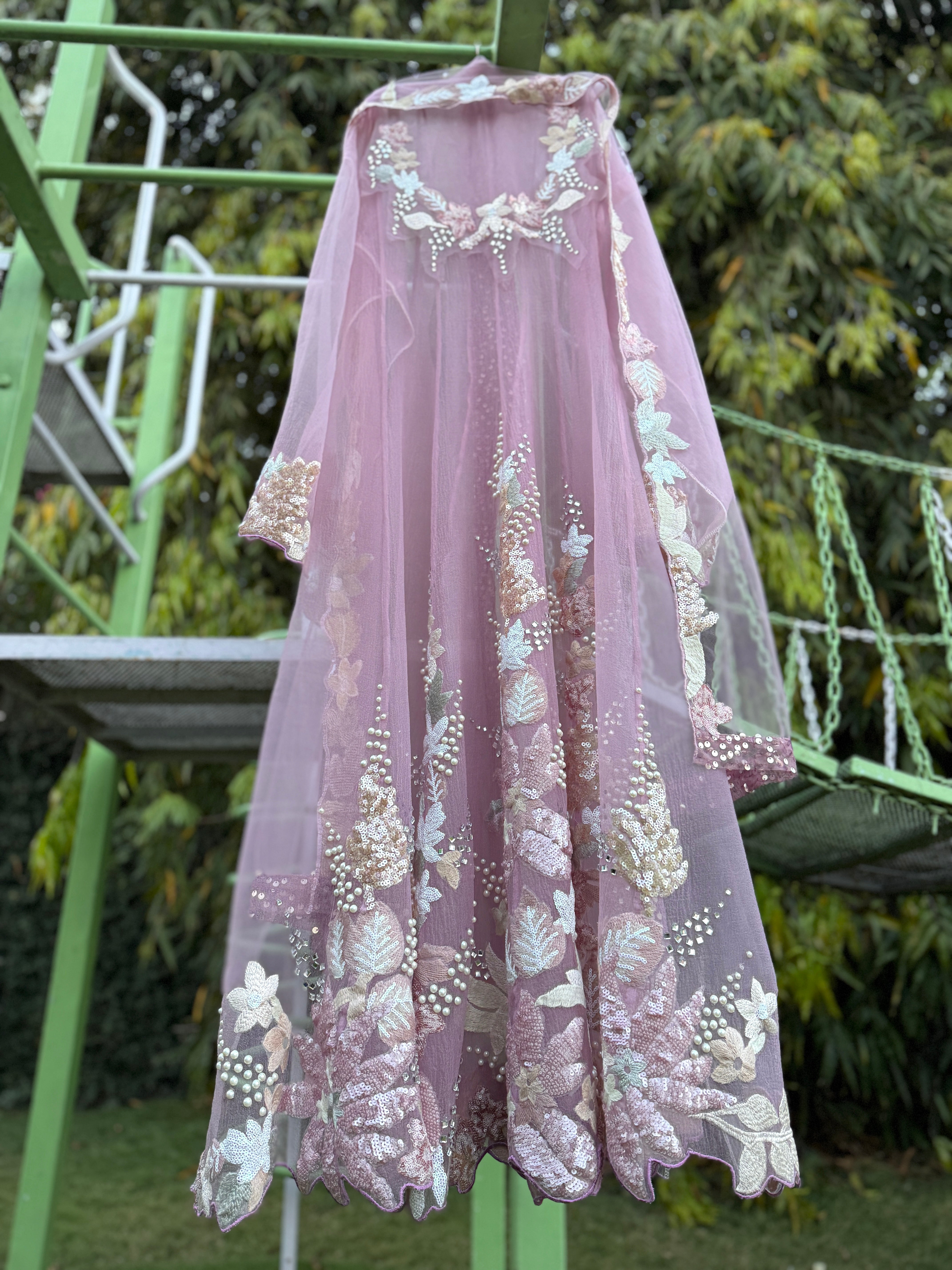 Onion Pink Bubble Jump Anarkali