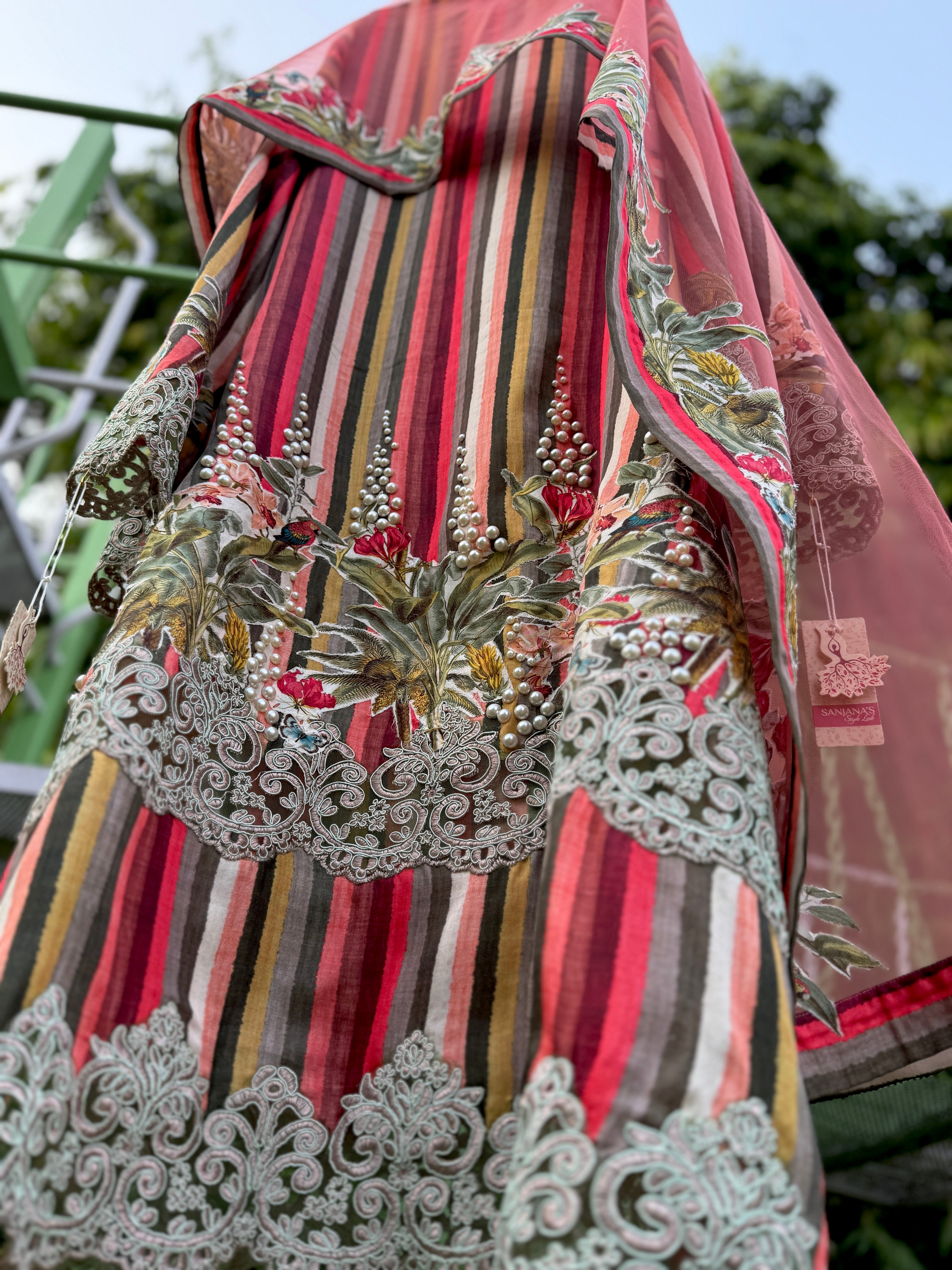 Scarlet Parrot Cotton Stripe