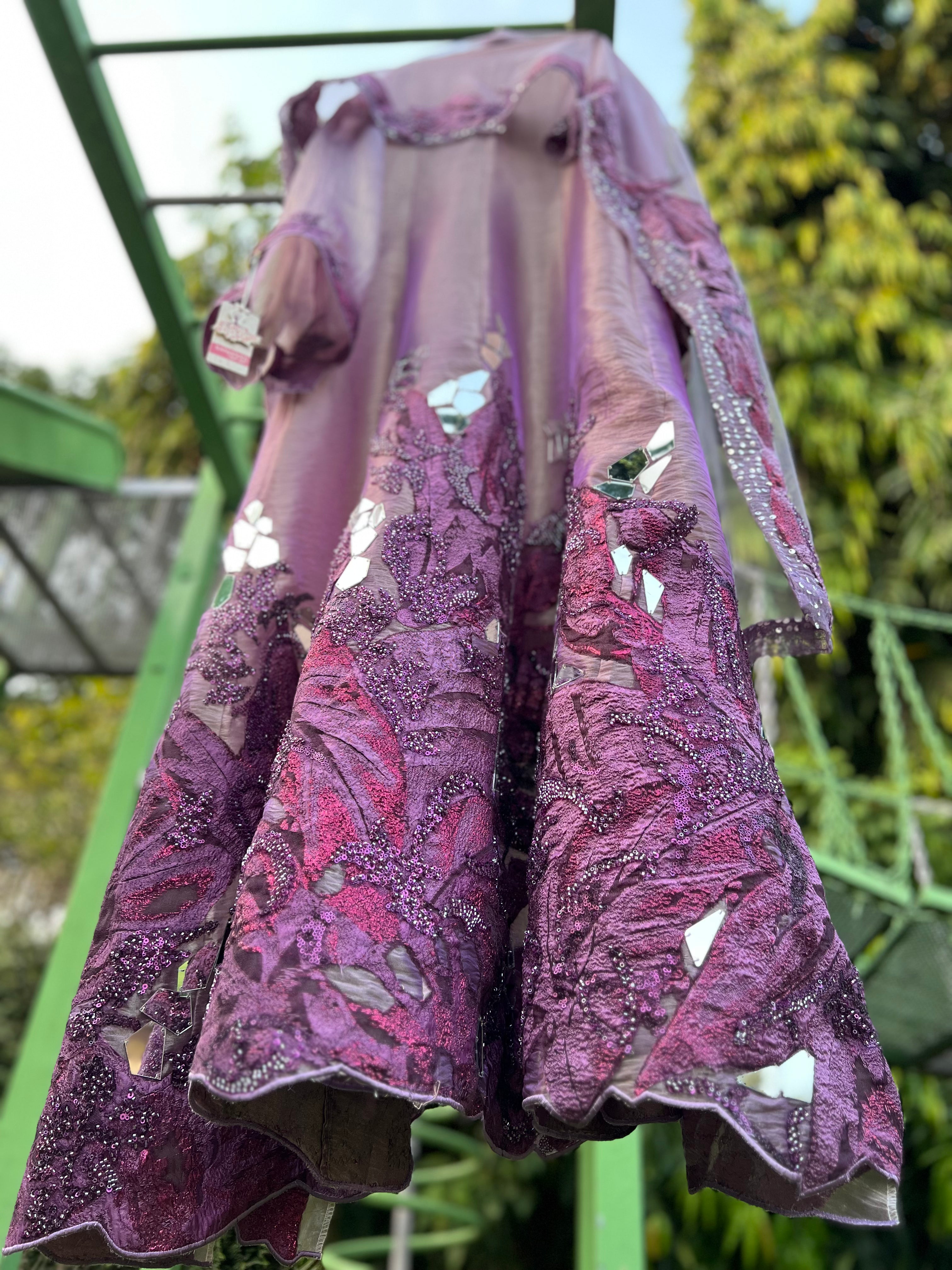 Lilac Organza Tissue Mirror Sharads Anarkali