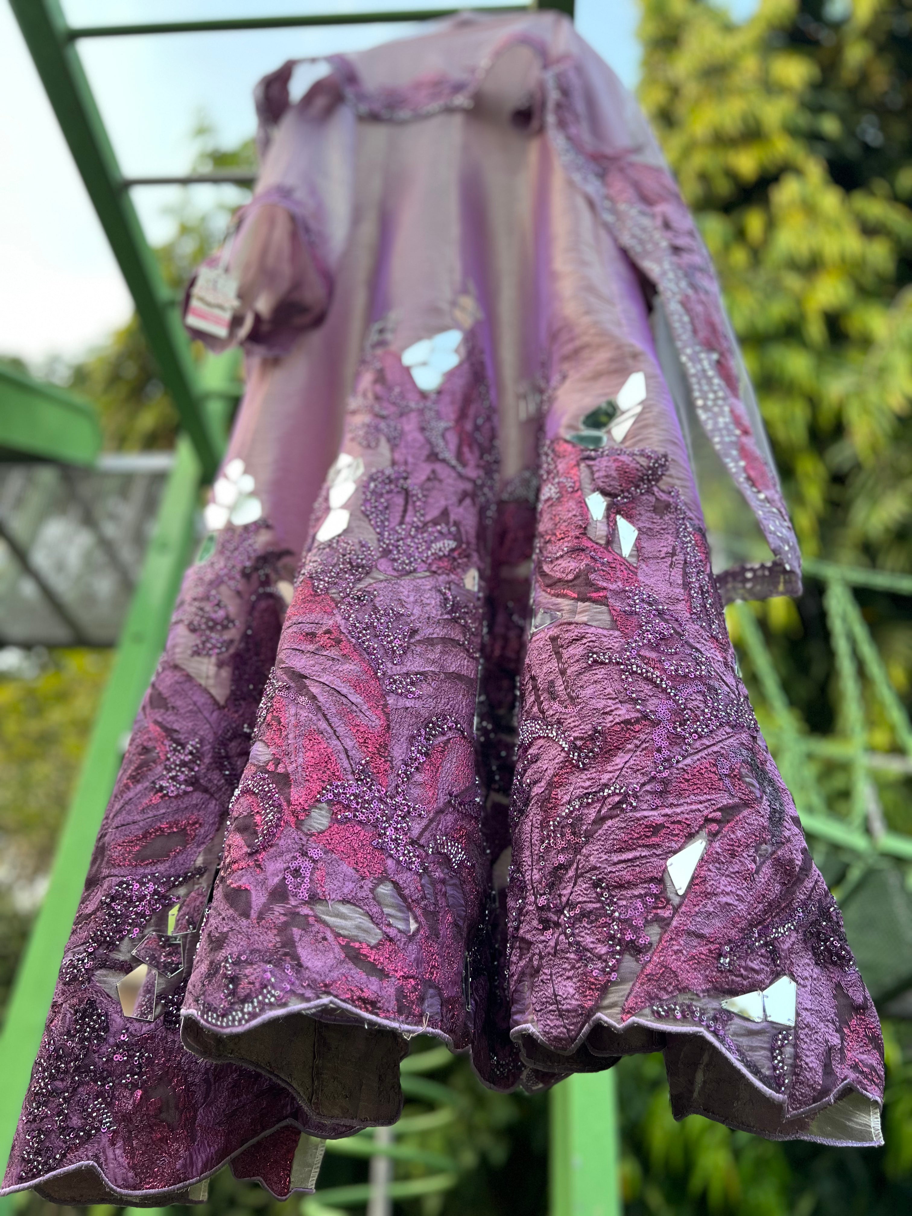 Lilac Organza Tissue Mirror Sharads Anarkali