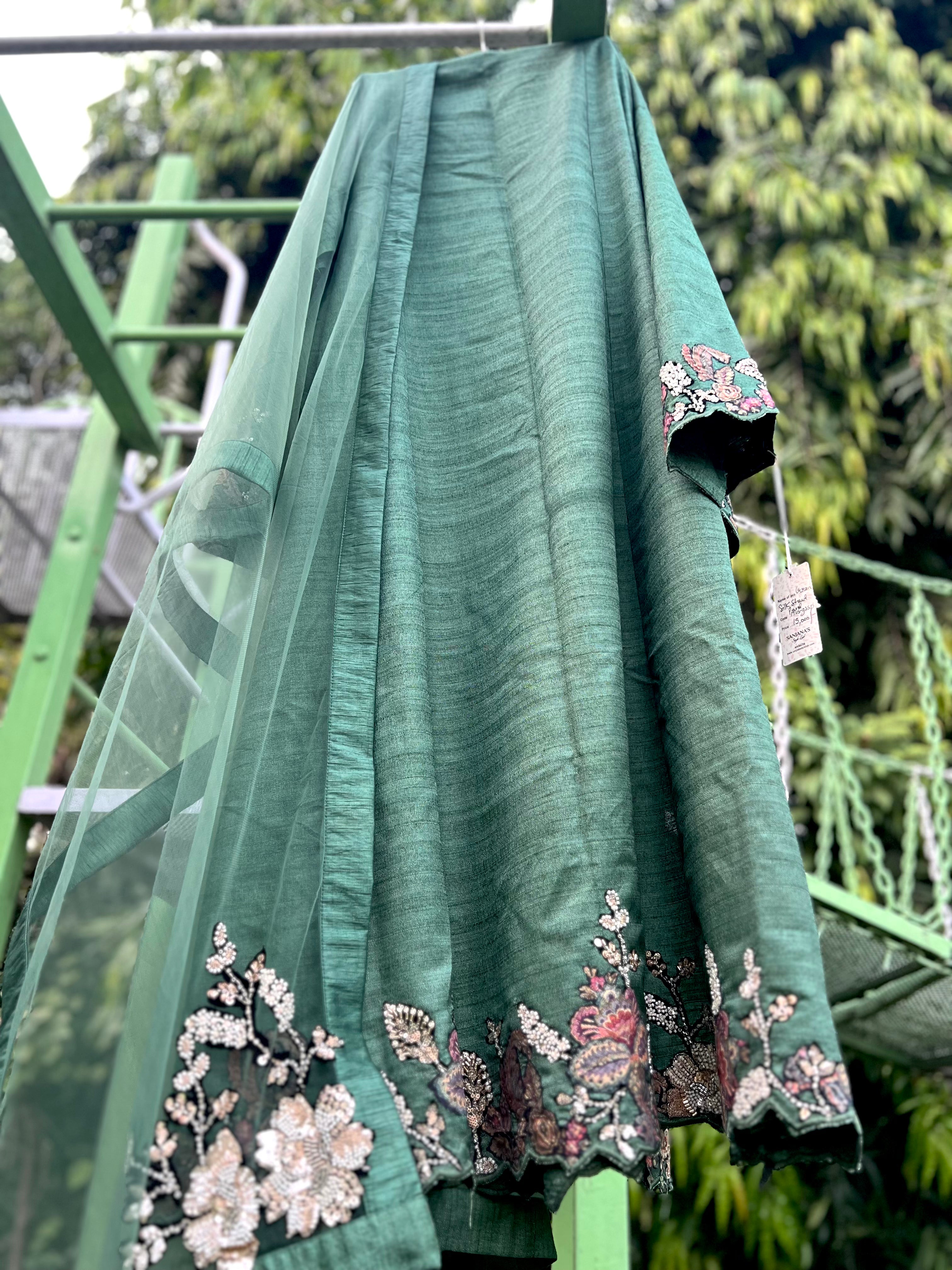 Green Silk Shawl Panel