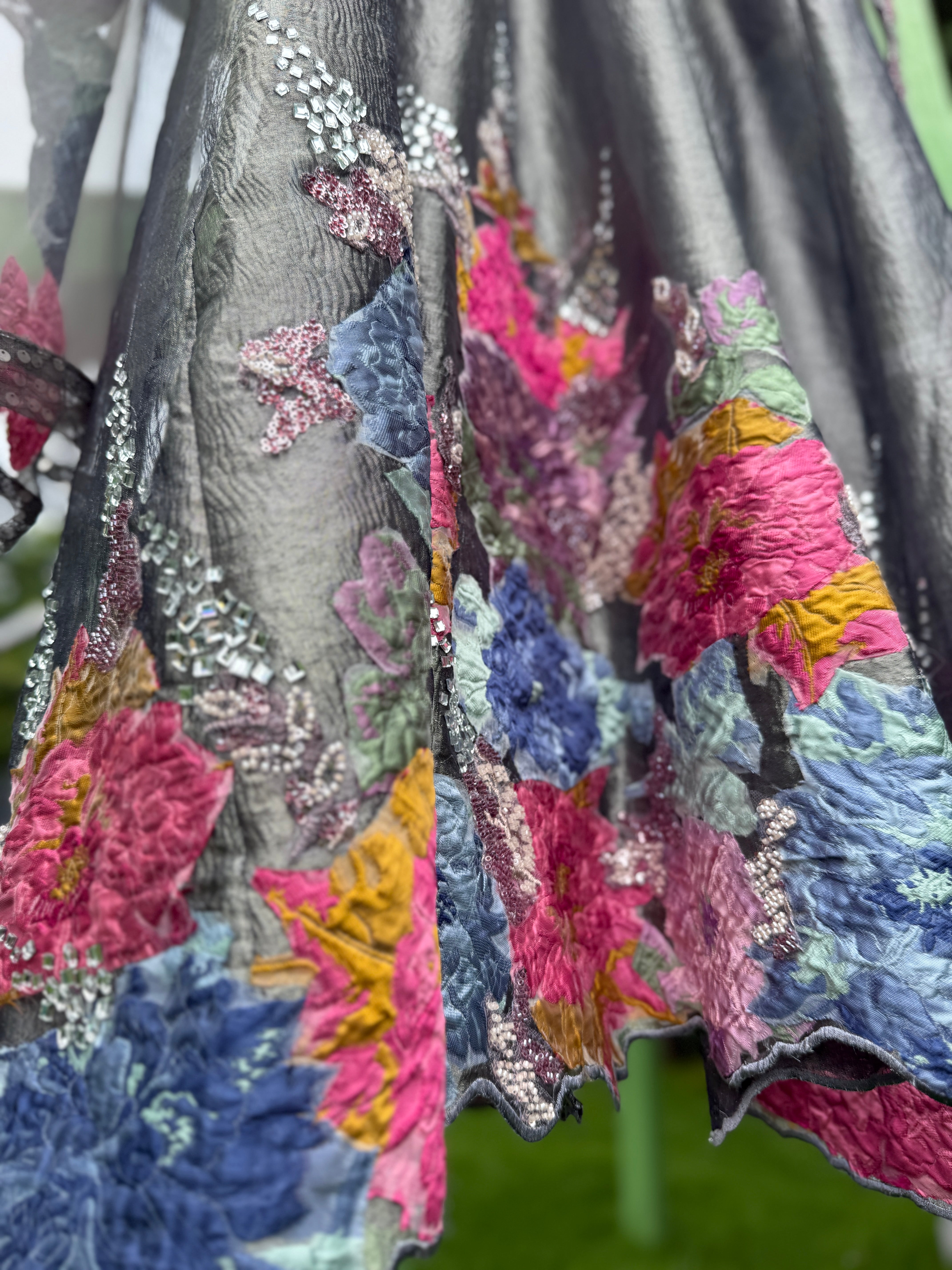 Dual Grey Brocade Shimmering Strands Anarkali
