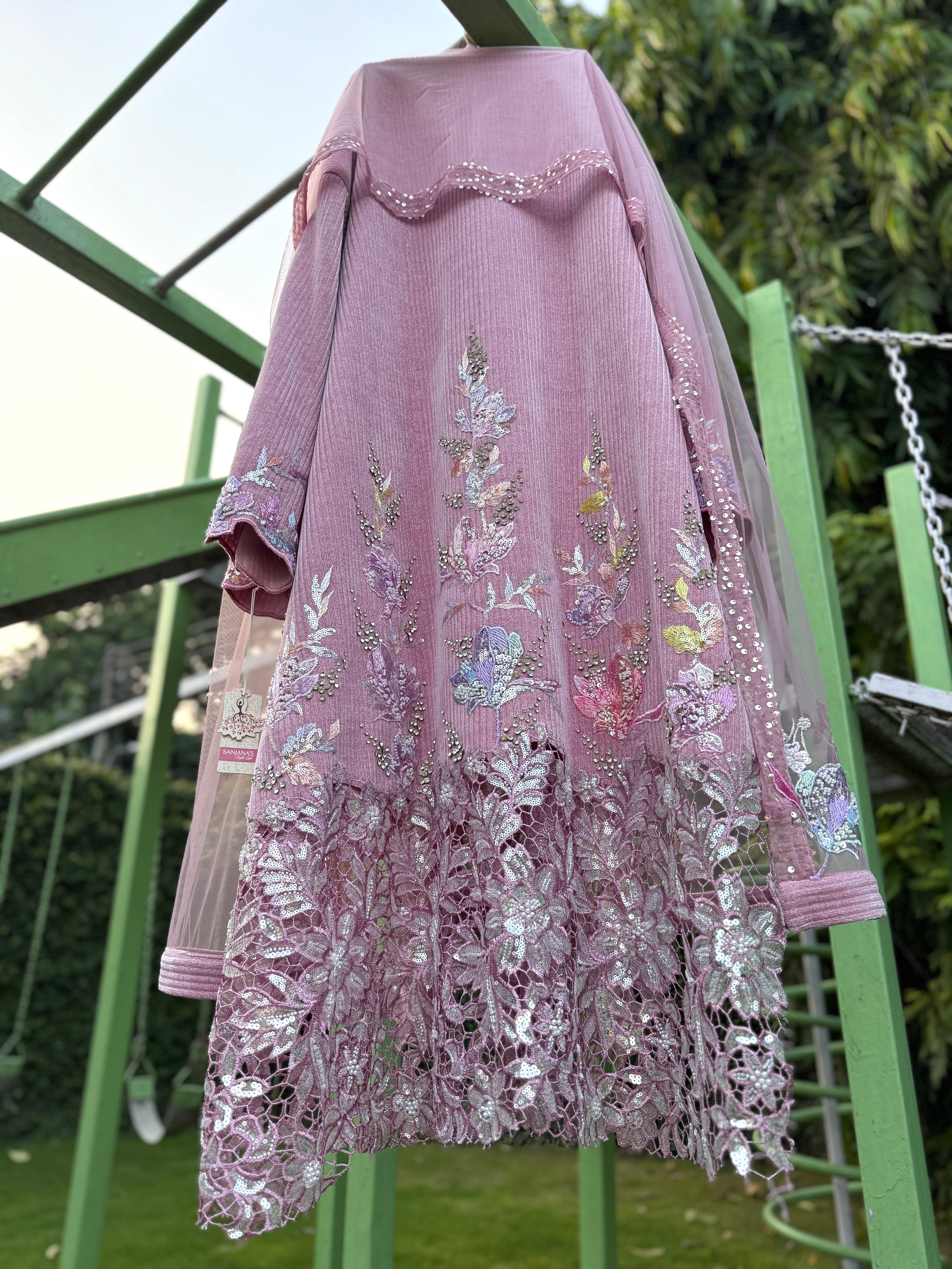 Pink Cord Sequin Cuts