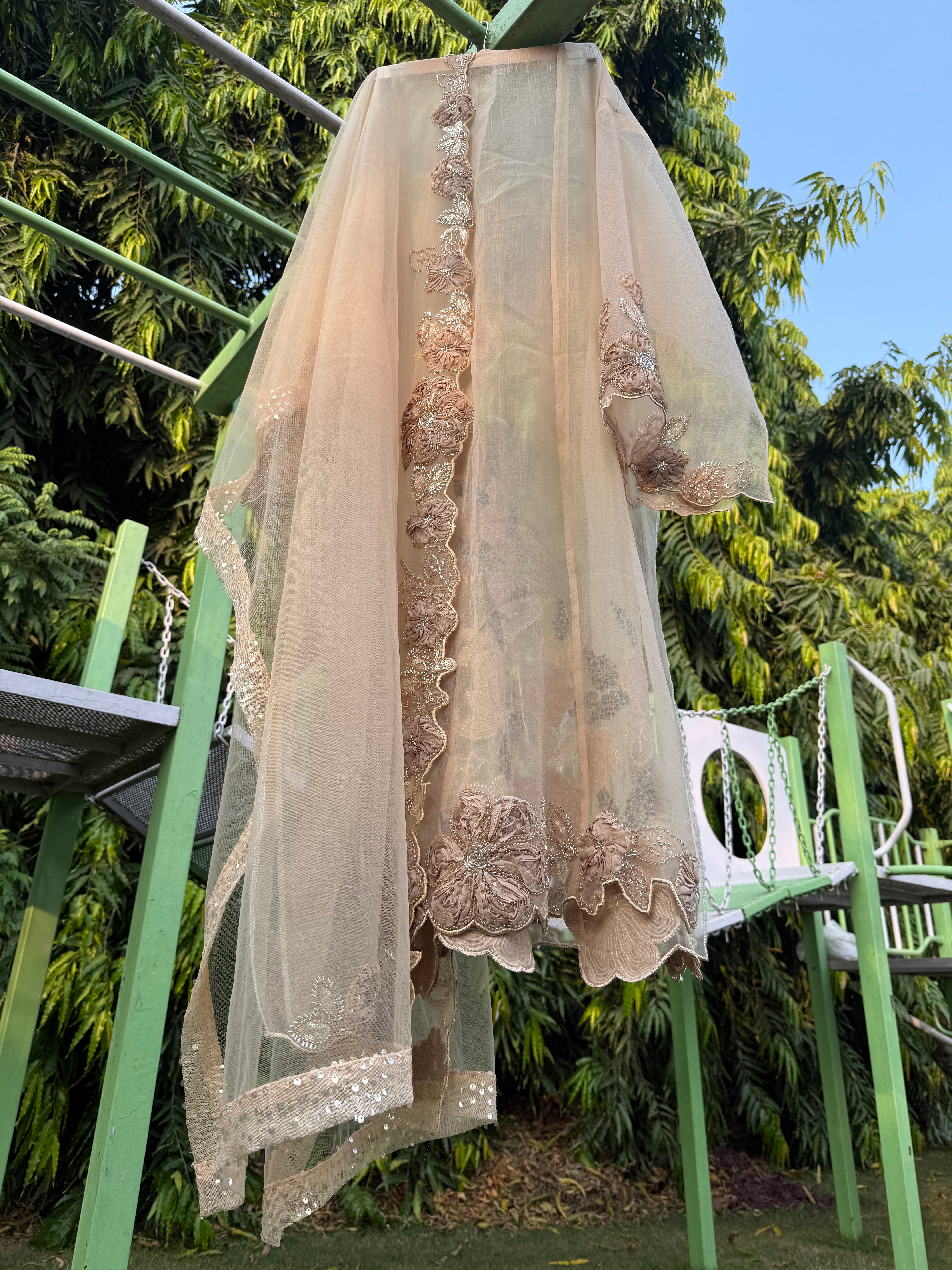 Gold Bubble Ribbon Flower Kundan Aline