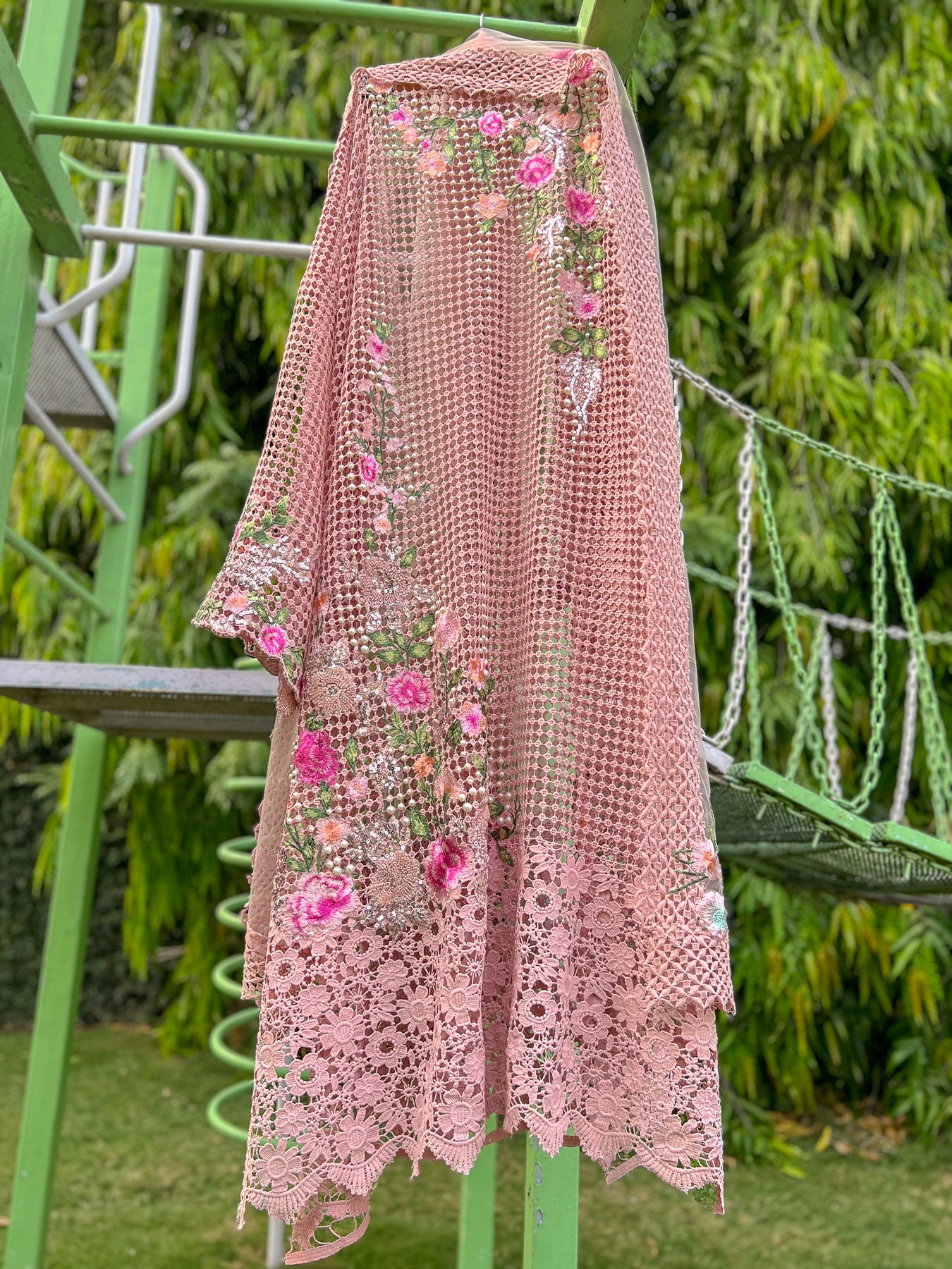 Pink Border Crochet Floral