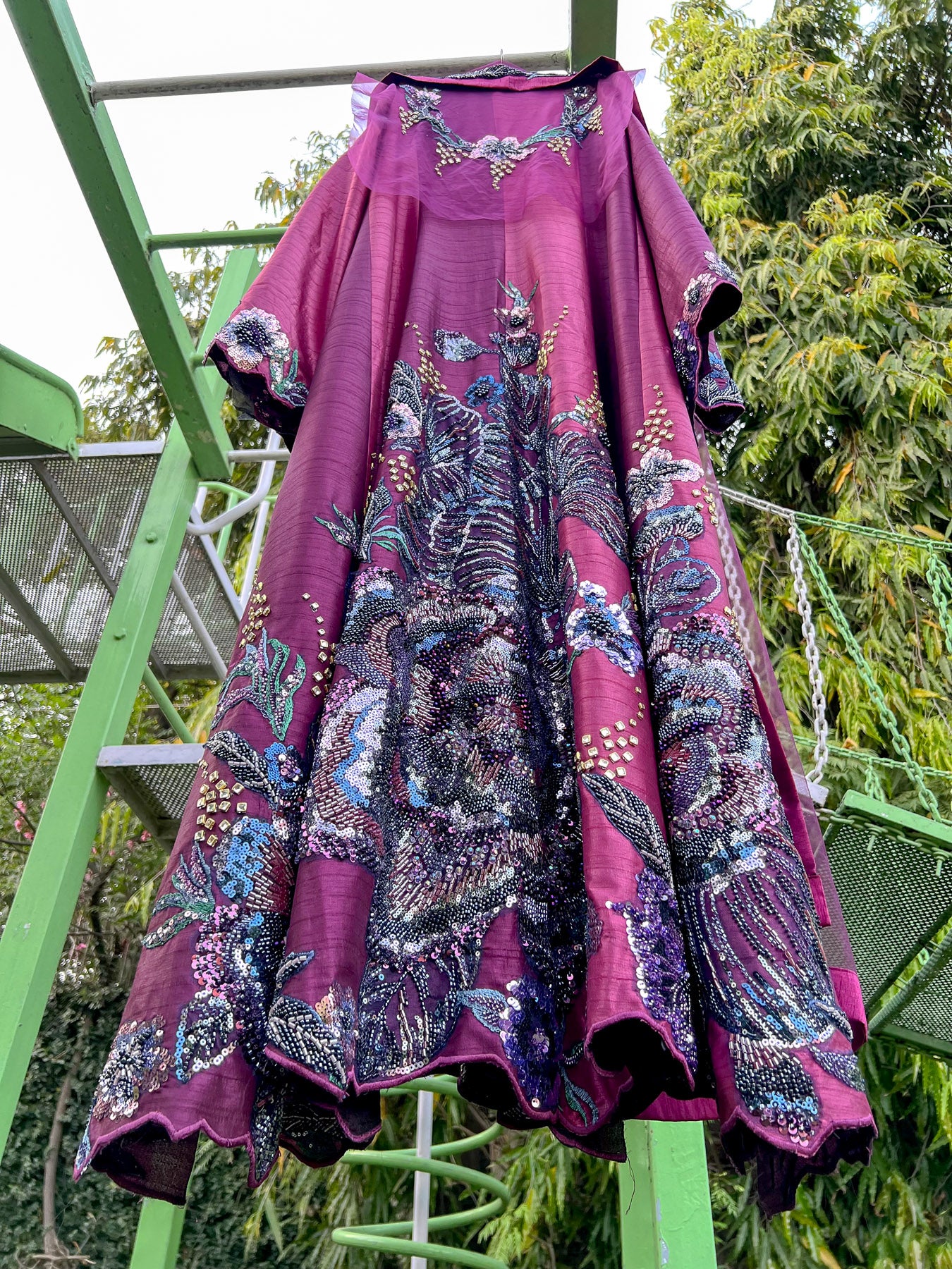 Dual Wine Silk Big Cutdana Anarkali